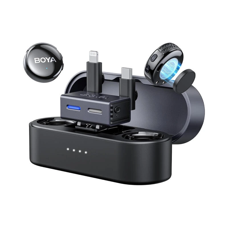 BOYA BOYALINK 3-01 AI-Powered Button-Sized Wireless Microphone Black | მიკროფონი