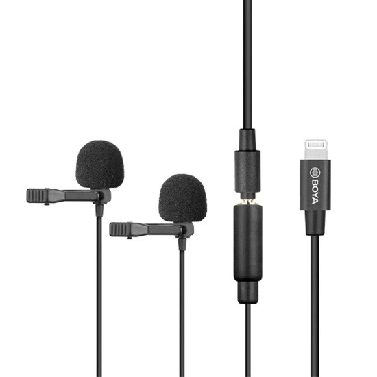 BOYA BY-M2D Digital Dual Lavalier Microphones for iOS devices Black | mikrofoni