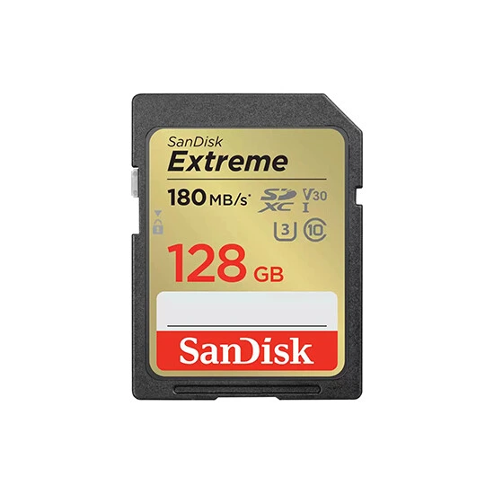 SanDisk 128GB Extreme SD/XC UHS-I Card 180MB/S V30/4K Class 10 SDSDXVA-128G-GNCIN | მეხსიერების ბარათი