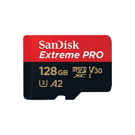 SanDisk 128GB Extreme PRO MicroSD/XC UHS-I Card 200MB/S V30/4k Class 10/Adapter SDSQXCD-128G-GN6MA | მეხსიერების ბარათი