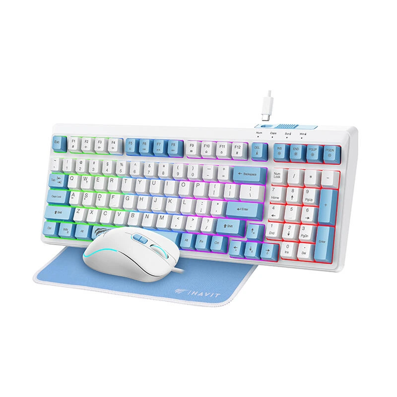 Havit KB897CM Gaming Keyboard White/Blue | კლავიატურა
