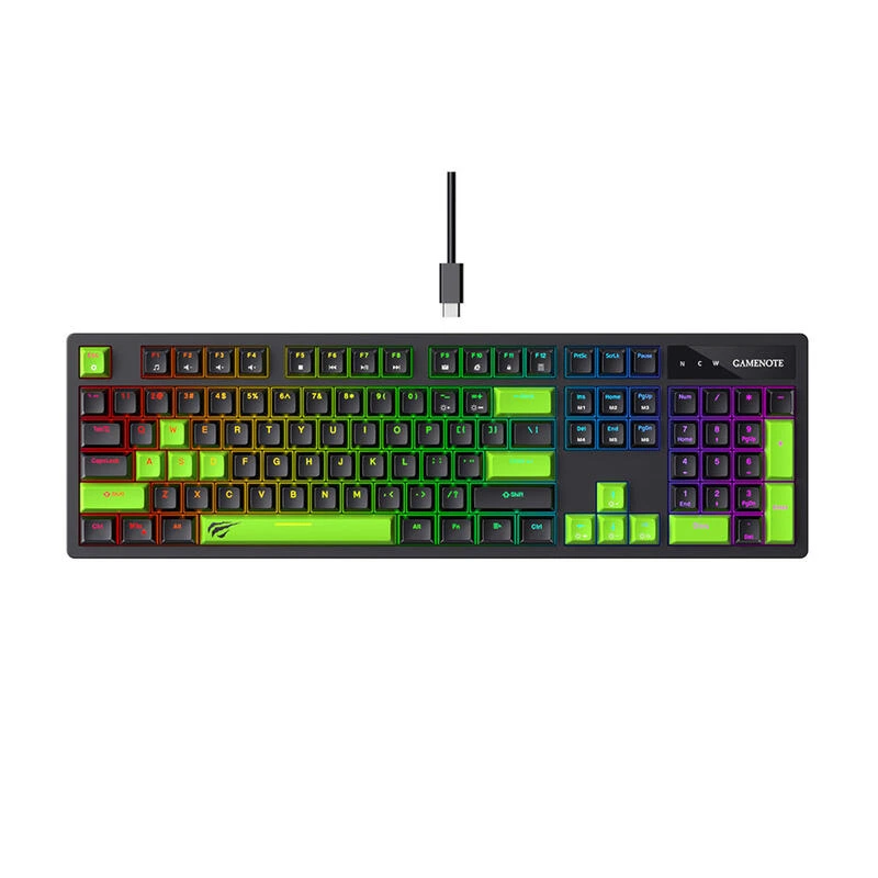Havit KB893L Gaming Keyboard Black/Green | კლავიატურა