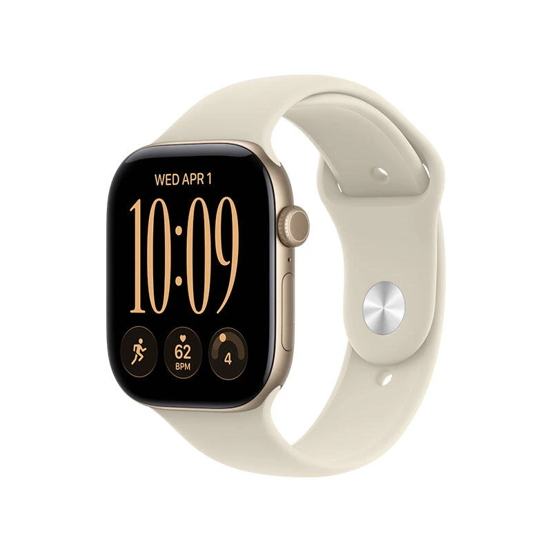Apple Watch Series 12 GPS 46mm Light Gold Aluminium Case With Sand Sport Band MJEN4 S/M | საათი