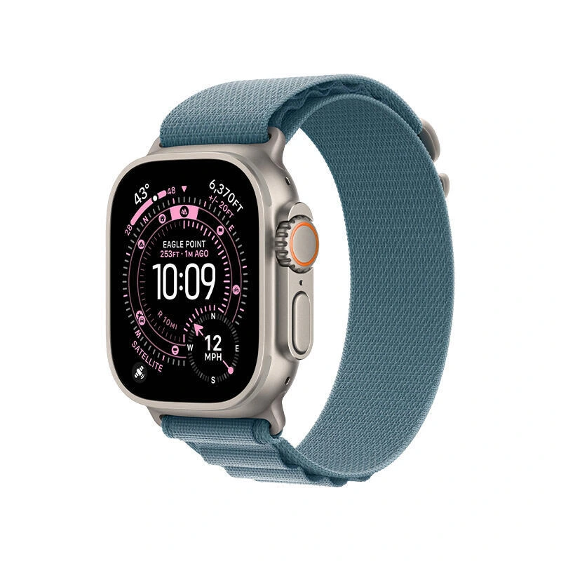 Apple Watch Ultra 3 49mm Natural Titanium Case With Light Blue Alpine Loop MEWK4 S | საათი