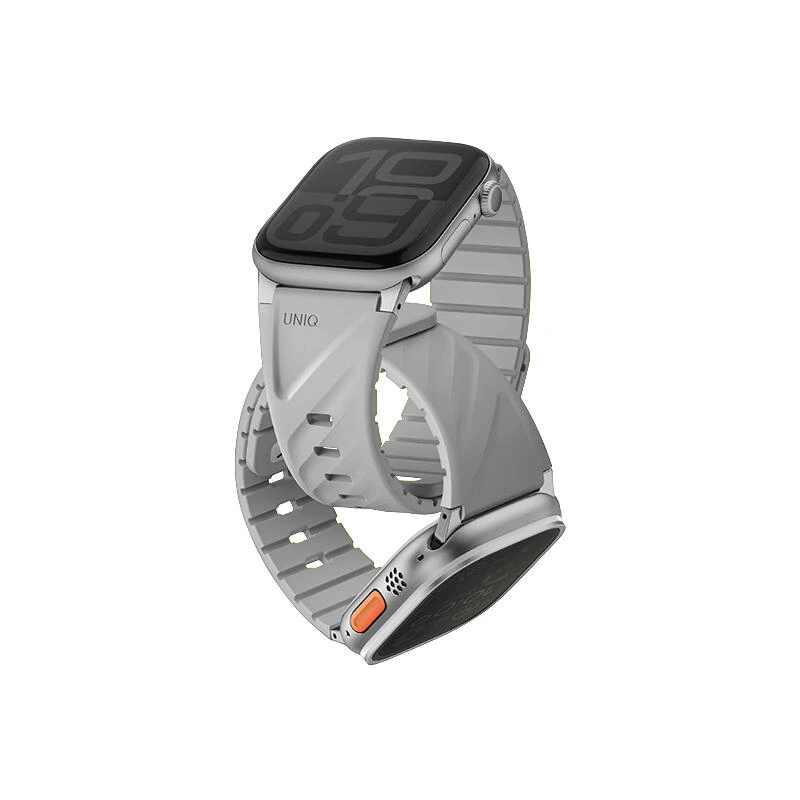 Uniq Fluo Magnetic With Connector Apple Watch Strap 49-40MM Mist grey | საათი
