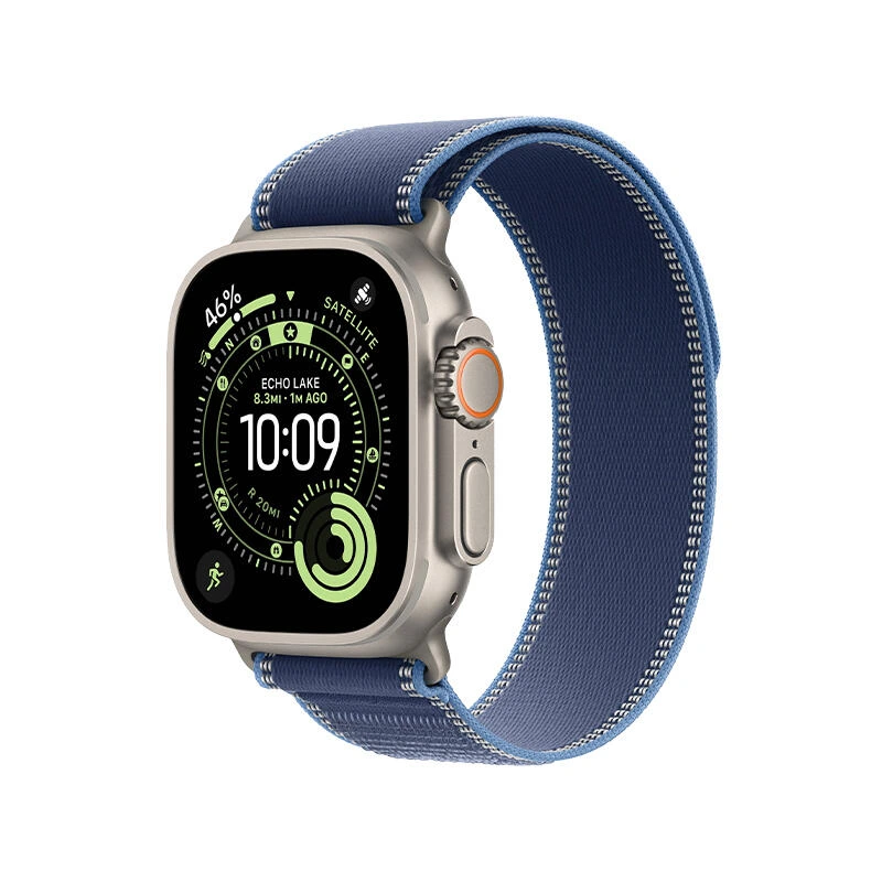 Apple Watch Ultra 3 49mm Natural Titanium Case With Bright Blue Trail Loop MEWU4 M/L | Saati