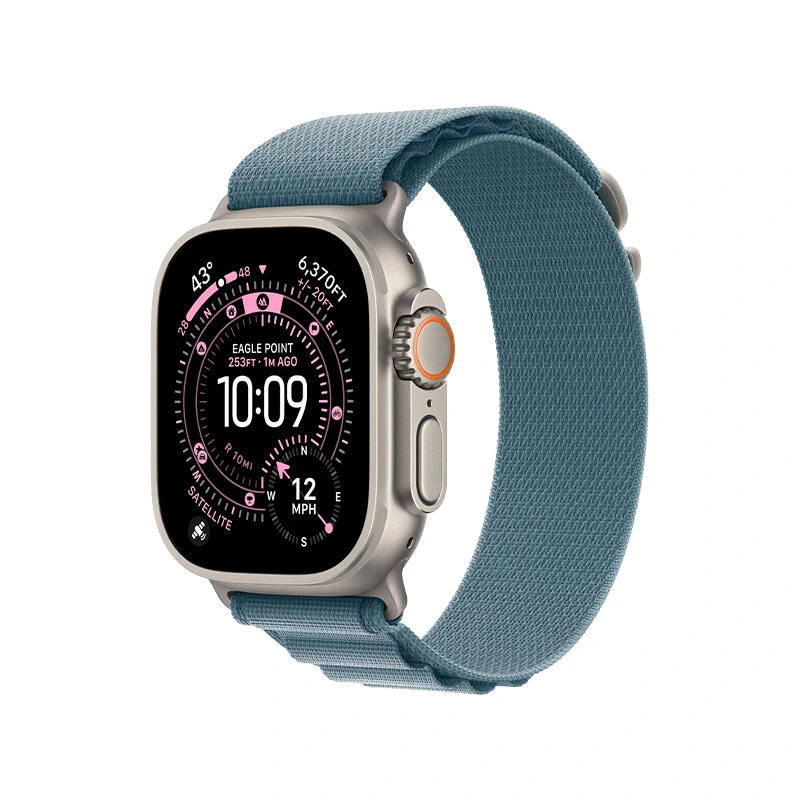 Apple Watch Ultra 3 49mm Natural Titanium Case With Light Blue Alpine Loop MEWM4 M | საათი