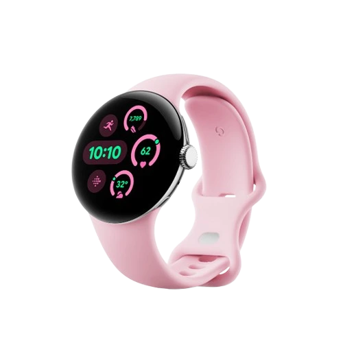 Google Pixel Watch 3 41mm Wi-Fi Polished Silver Aluminum Case with Rose Quartz Active Band | Часы