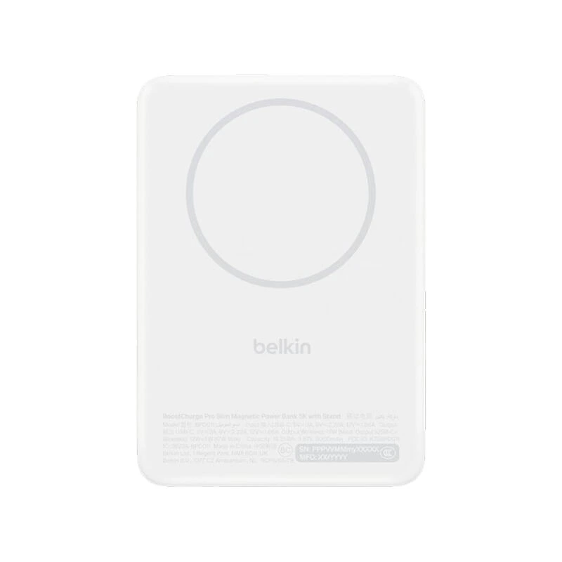 Belkin Slim Magnetic Wireless Power Bank Qi2 15W 5000mAh With Stand BPD011HQWH White | Power ბანკი