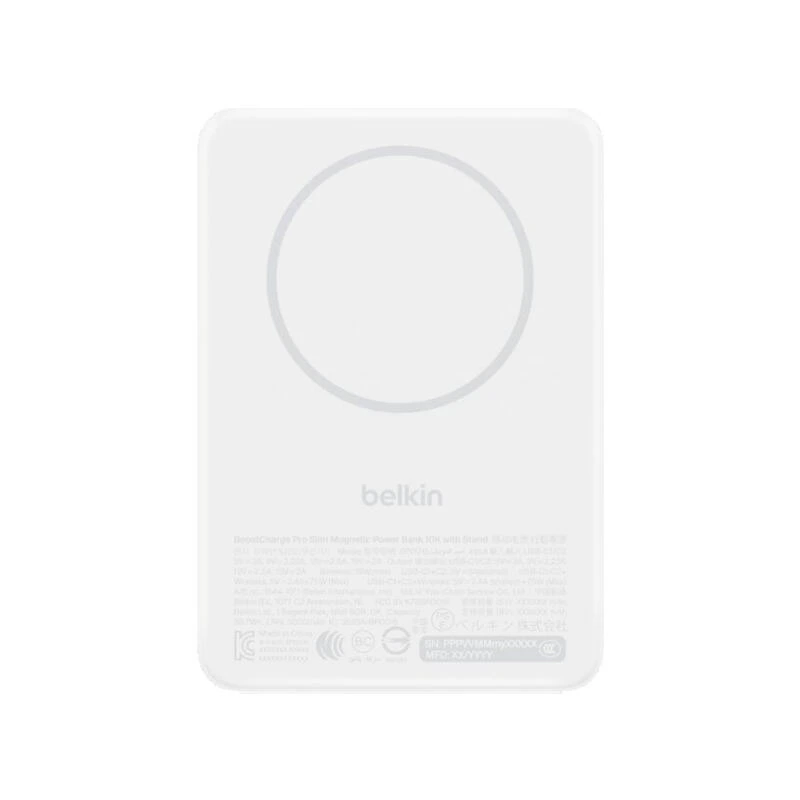 Belkin Slim Magnetic Wireless Power Bank Qi2 15W 10000mAh With Stand BPD016HQWH White | Power ბანკი