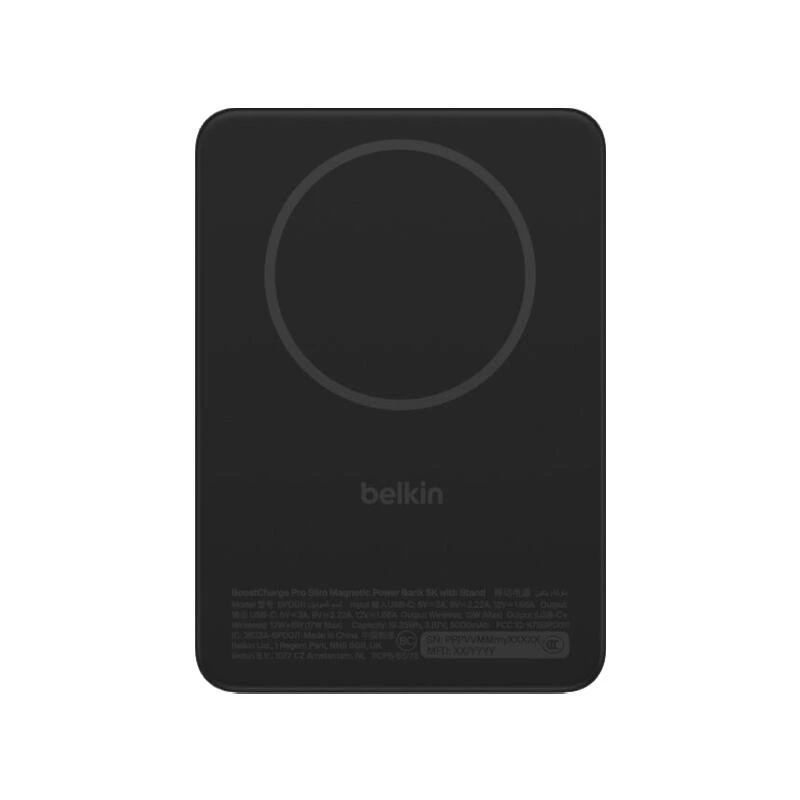 Belkin Slim Magnetic Wireless Power Bank Qi2 15W 5000mAh With Stand BPD011HQBK Black | Power ბანკი
