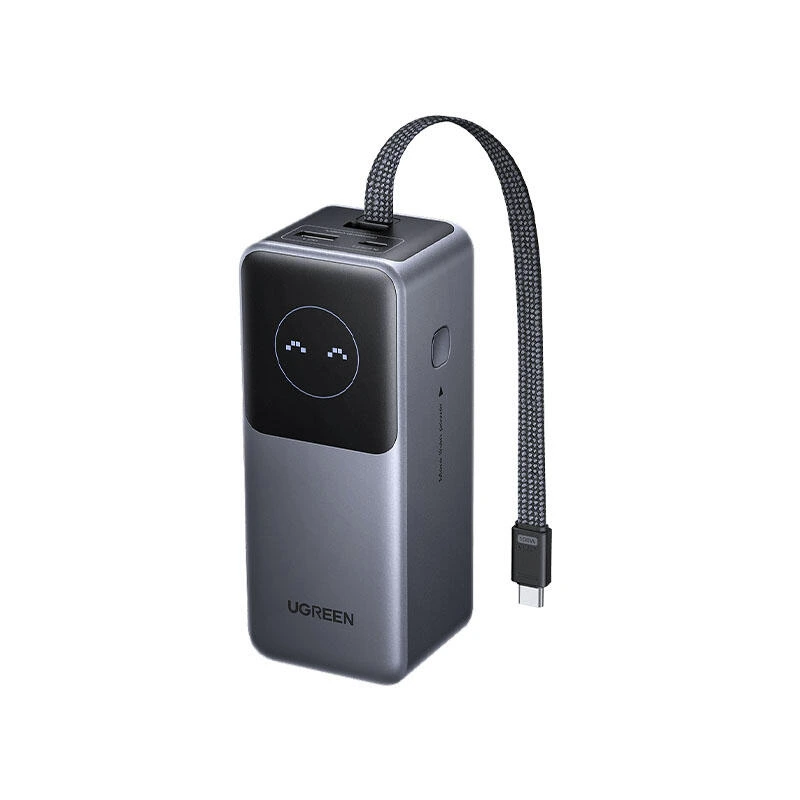 Ugreen Nexode 20000mAh Type-C USB Power Bank With Built-in Cable 55365B Grey | Power ბანკი