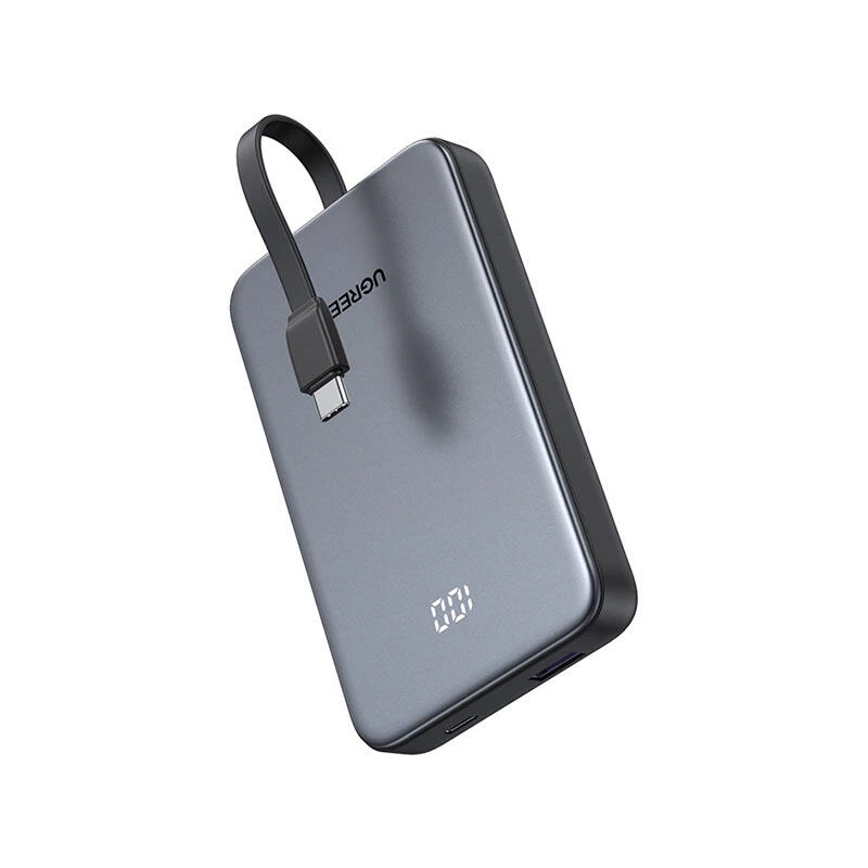 Ugreen 10000mAh 20W Power Bank with Built-in Cable 75161B Grey | Power ბანკი