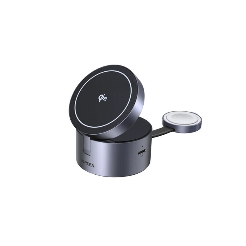 Ugreen Magflow Qi2.2 15W 3in1 Wireless Charger 65148 Grey | უსადენო დამტენი