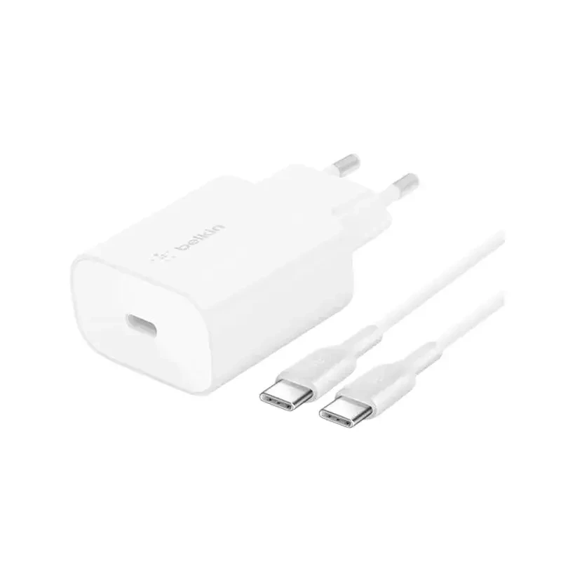Belkin USB-C Wall Charger 25W + 1M USB-C to USB-C Cable WCA004vf1MWH-B6 White | დამტენი