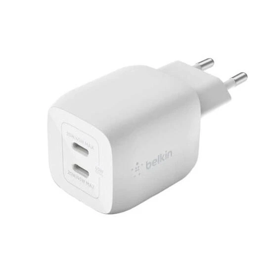 Belkin 45W Dual USB-C GaN Wall CHarger With PPS White | зарядка
