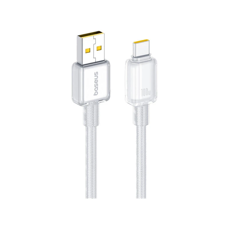 Baseus Crystal Fast Charging Data Cable USB-A to USB-C 100W/7.5W 1m E0427900 Moon White | კაბელი