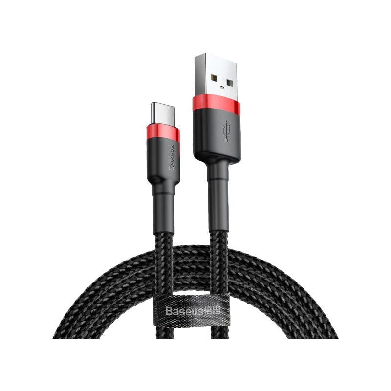 Baseus cafule Cable USB For Type-C 3A 0.5m CATKLF-A91 Red/Black | კაბელი