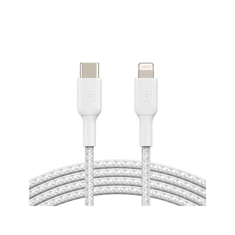 Belkin BoostCharge USB-C to Lightning Braided Cable 1M CAA004bt1MWH White | kabeli