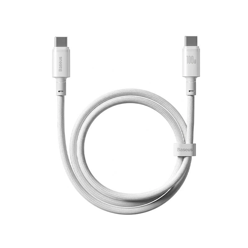 Baseus New Braided Fast Charging Cable USB-C to USB-C 100W 1m E0426V01 Moon White | კაბელი