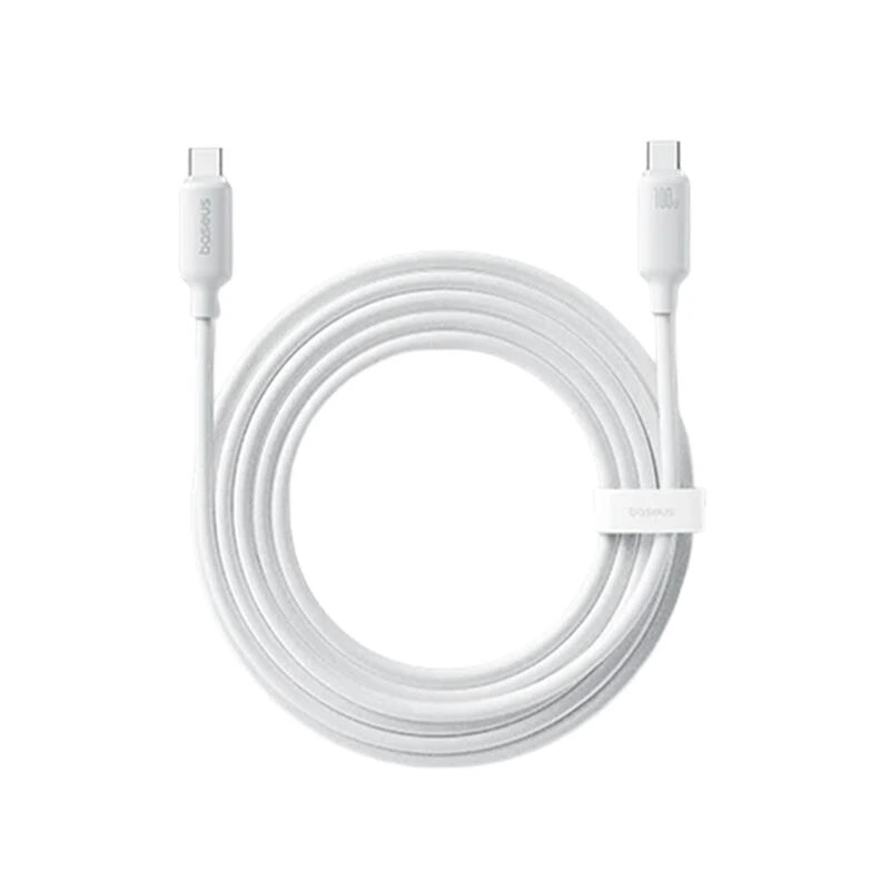 Baseus Foamed Silicone Fast Charging Data Cable USB-C to USB-C 100W 2m E0426705 Moon White | კაბელი