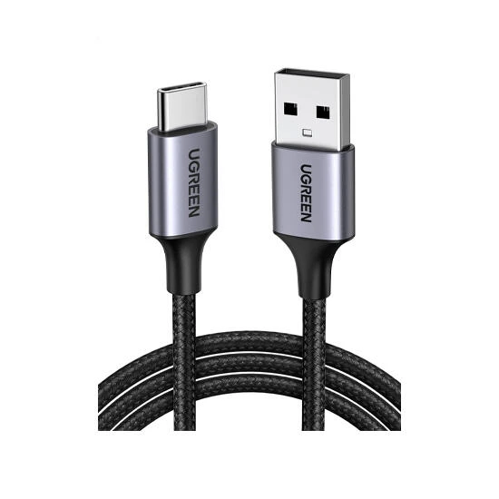 Ugreen USB 2.0 A to USB-C Cable Nickel Plating Aluminum Braid 2m 60128 Black | კაბელი