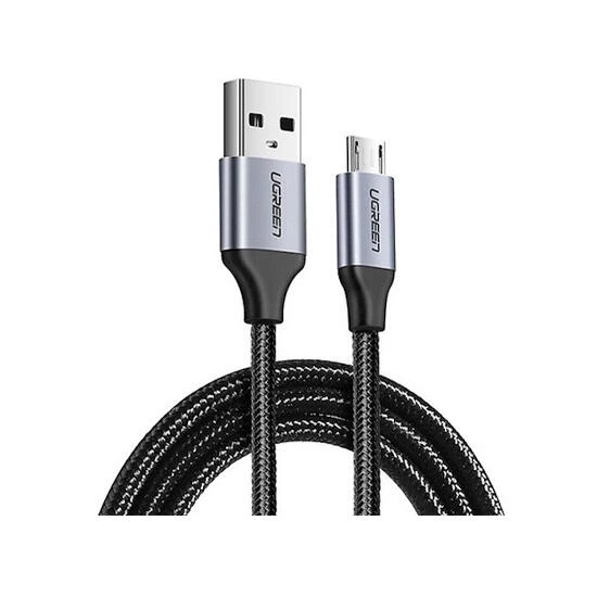 Ugreen USB 2.0 A to Micro USB Cable Nickel Plating Aluminum Braid 1.5m 60147 Black | კაბელი