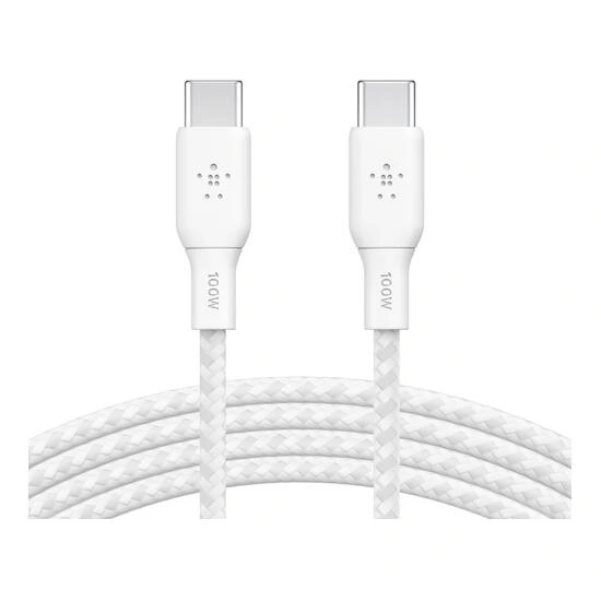 Belkin Braided C-C 2.0 100W Cable 2M CAB014BT2MWH White | kabeli