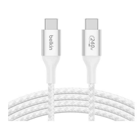 Belkin 240W Braided C-C CABLE 1M CAB015BT1MWH White | კაბელი