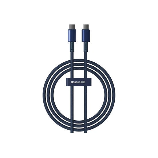Baseus Tungsten Gold Fast Charging Data Cable Type-C to Type-C 100W 1m P10319800321-03 Blue | კაბელი