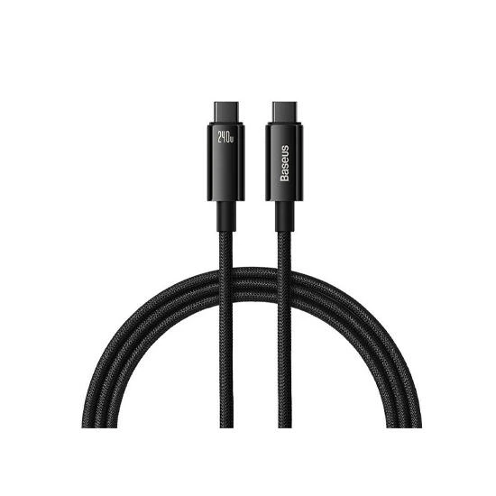 Baseus Tungsten Gold Fast Charging Data Cable Type-C to Type-C 240W 1m CAWJ040001 Black | კაბელი