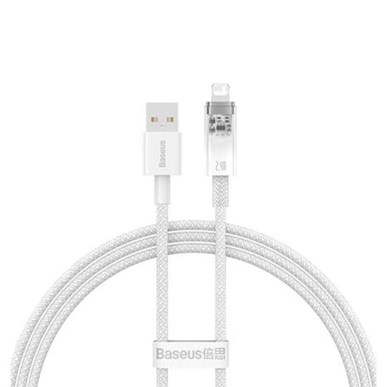 Baseus Explorer Series Fast Charging Cable Smart Temp Control USB to iP 2.4A 1m CATS010002 White | კაბელი