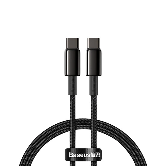 Baseus Tungsten Gold Fast Charging Data Cable Type-C to Type-C 100W 2m CATWJ-A01 Black | კაბელი