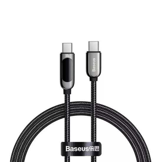 Baseus Display Fast Charging Data Cable Type-C to Type-C 100W 1m CATSK-B01 Black | კაბელი