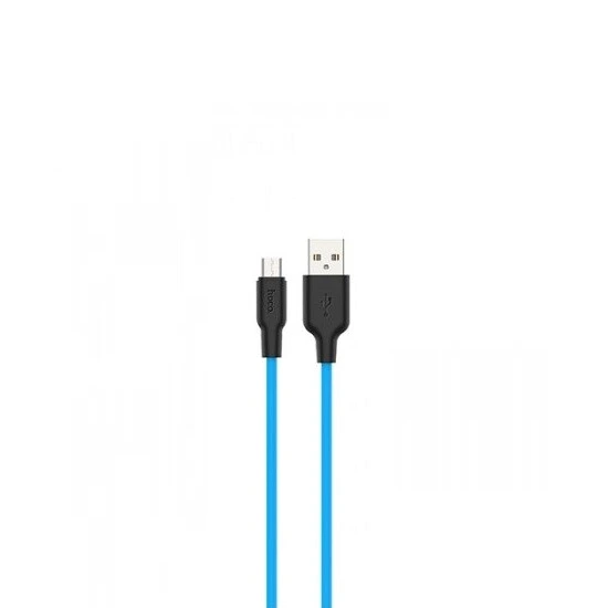 Hoco Silicone charging cable Micro X21 Black/blue | კაბელი