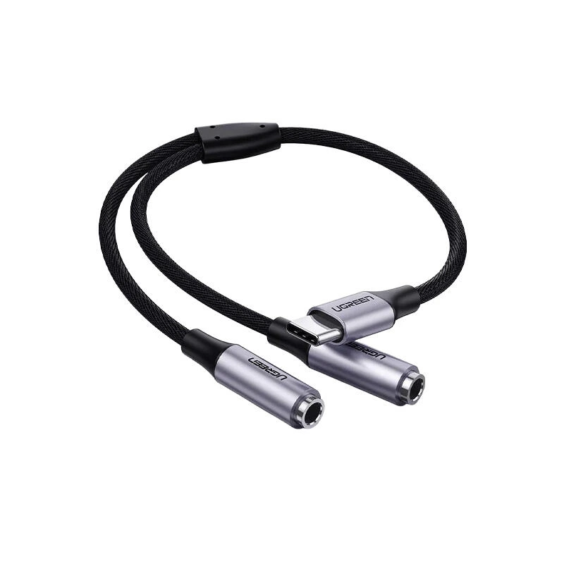 Ugreen USB-C Male to 2x 3.5mm Female Audio Cable 25cm 30732 Space Grey | გადამყვანი