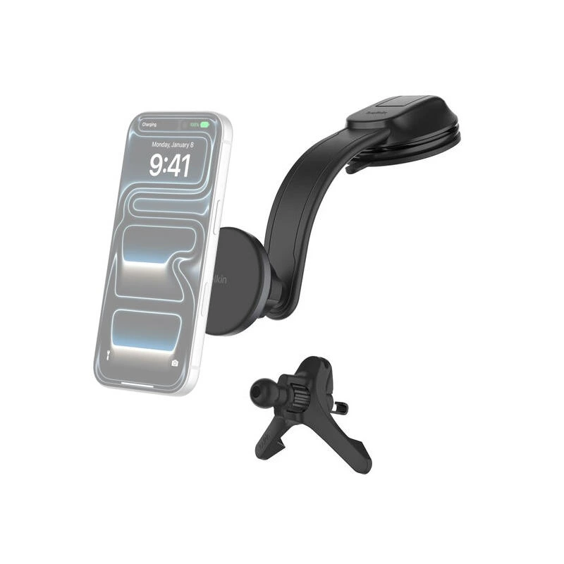 Belkin BoostCharge Magnetic Wireless Charging Car Dash Mount 15W WIC012hqBK Black | damteni