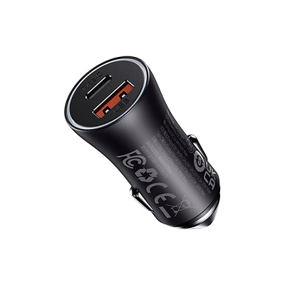 Baseus Golden Contactor Max Dual Fast Charger Car Charger USB/Type-C 60W CGJM000113 Dark Grey | damteni