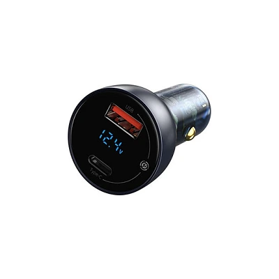 Baseus Particular Digital Display QC+PPS Dual Quick Charger Car Charger 65W CCKX-C0G Dark Grey | დამტენი
