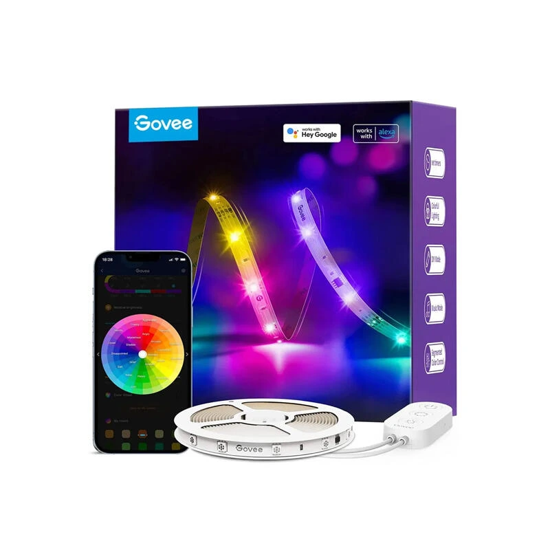 Govee RGBIC Wi-Fi/BT LED Strip Lights With Protective Coating 10M H619C3D1 White | ganateba