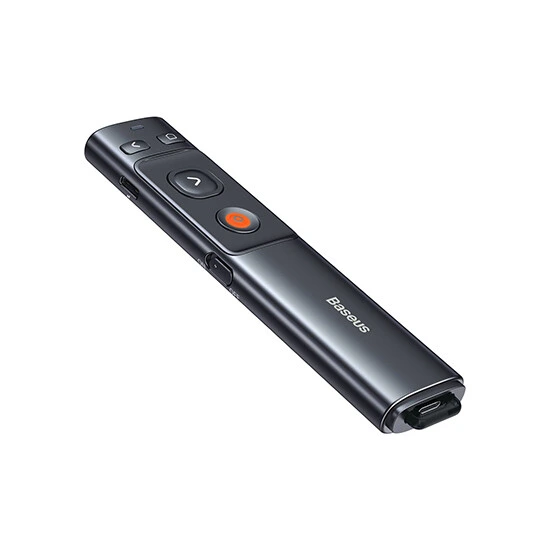 Baseus Orange Dot Wireless Presenter with Green Laser rechargeable WKCD010013 Grey | პროექტორის პულტი